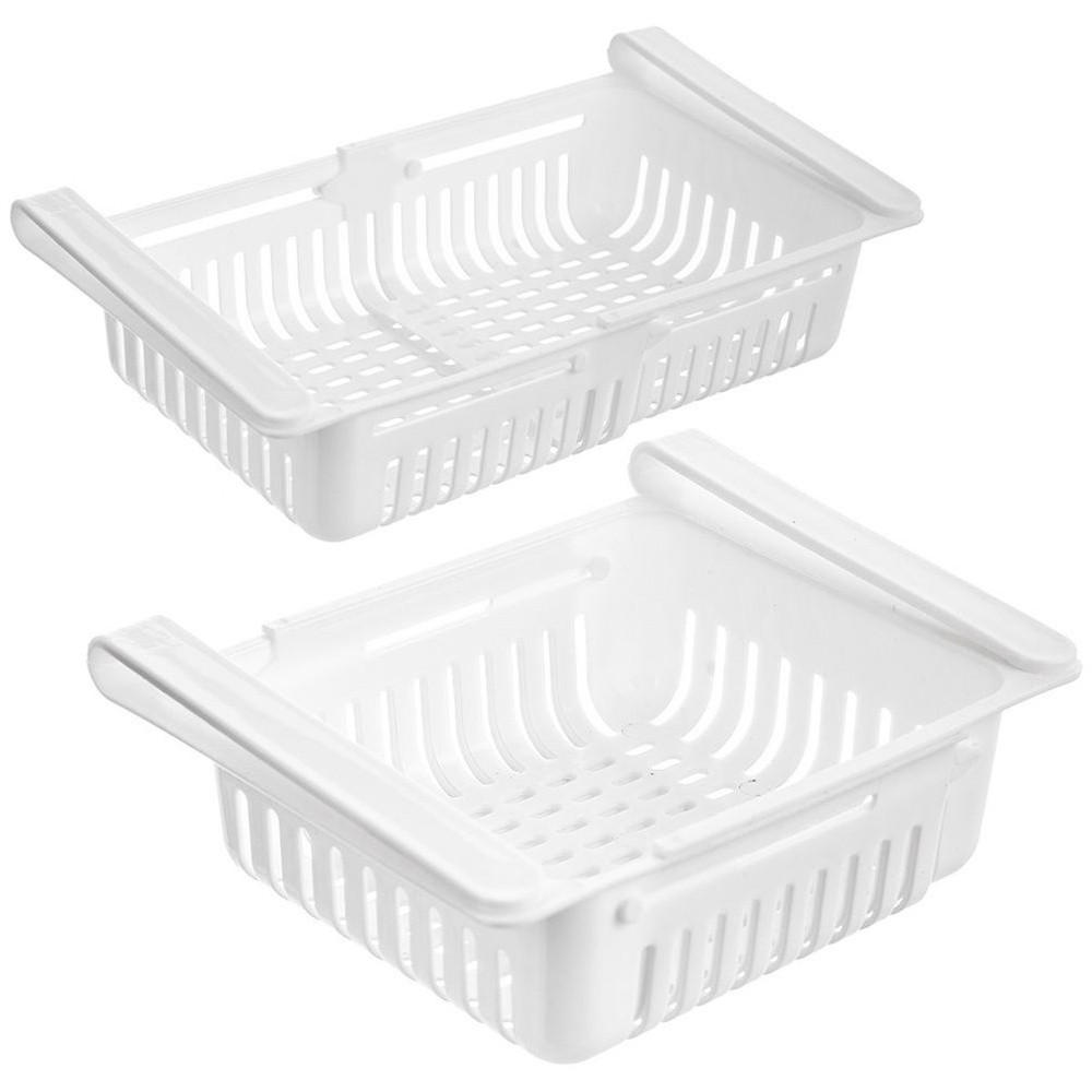 KÜHLSCHRANKORGANIZER Ausziehbarer für Ablagen von 21-28,7 cm - Weiß, Kunststoff (21/9/16.5cm) - Orion 
