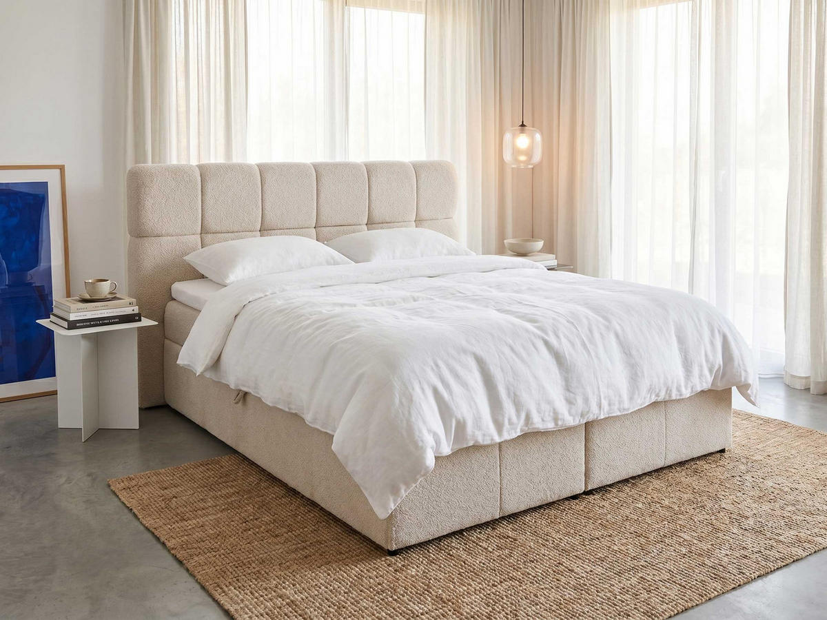 BOXBETT Mava hellbeige 180/200 cm - Beige, Textil (180/200cm) - wonello