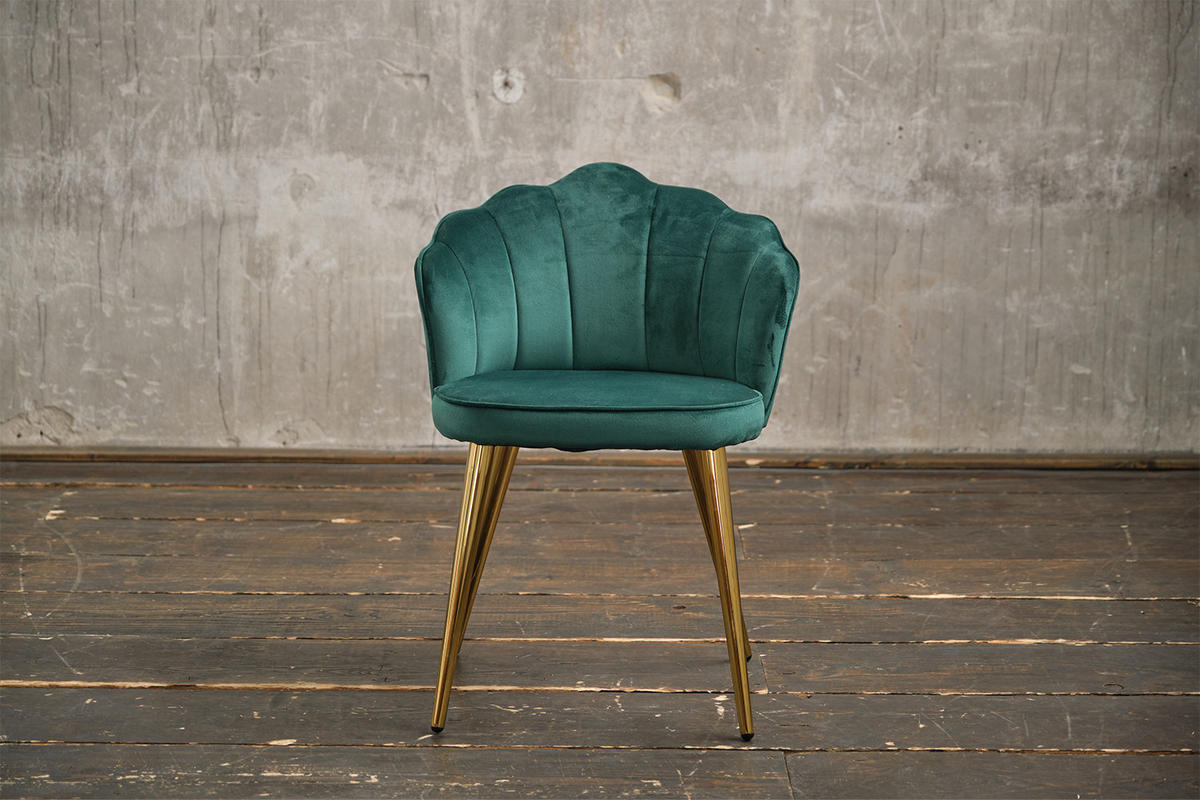 ESSZIMMERSTUHL SALLY Grün Velvet - Goldfarben/Grün, Textil (55/76/57cm) - KAWOLA