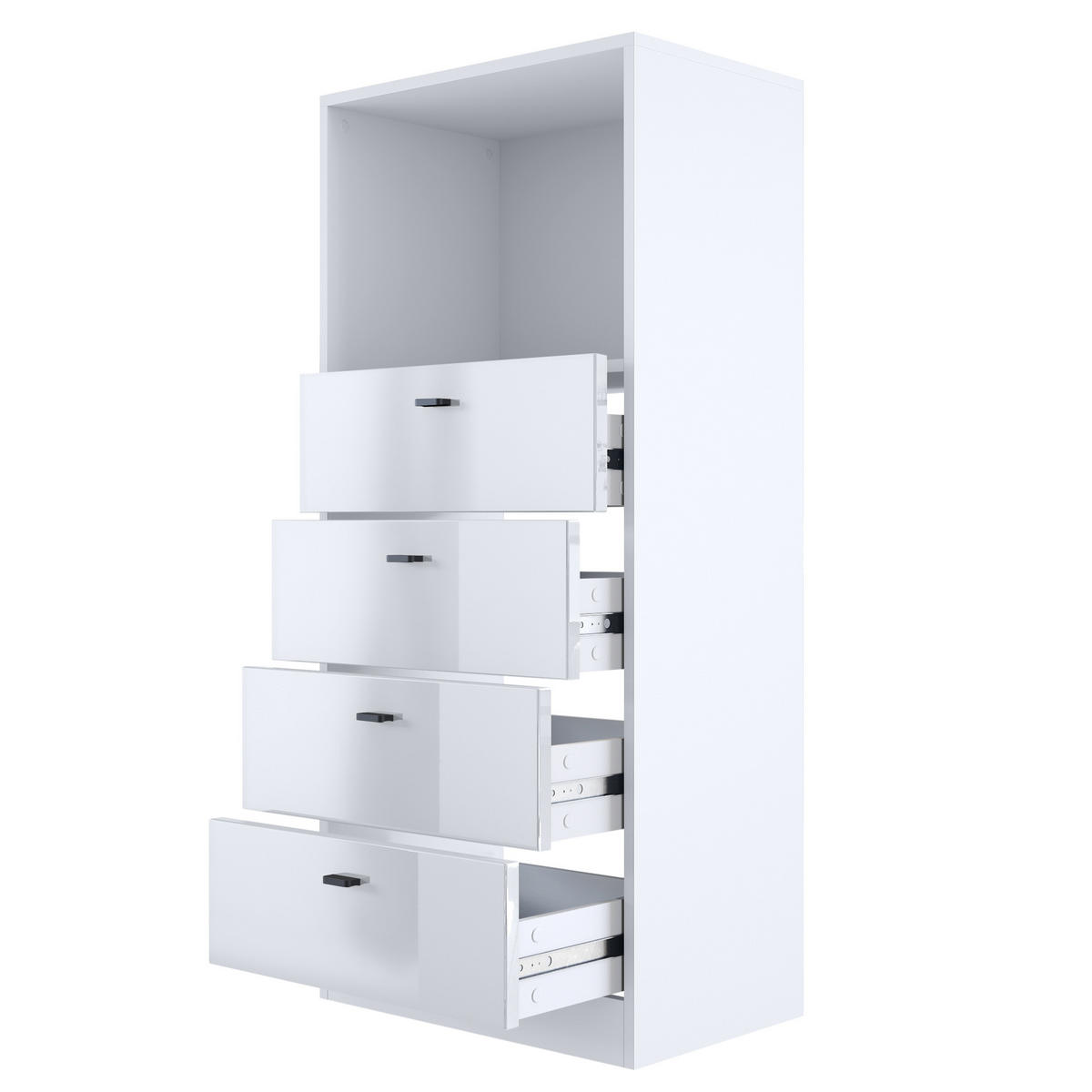KOMMODE Pino Fronten in Grau Hochglanz - Grau, Holzwerkstoff (56/125/36cm) - Vladon