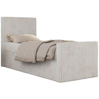 JUGENDBETT TILIO DUO 90/200 - Beige Cord - H3 - Links Seite - Beige, Textil (90/200cm) - MKS
