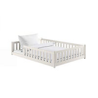 BODENBETT 140x200 cm in Baumwolle - Beige, Holz (140/200cm) - Kids Collective