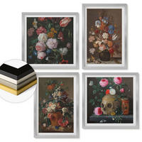 WANDBILDER 4er Set - 50x50 cm & 40x60 cm Silberner Rahmen - Blumenarrangements in Vasen - Silberfarben, Kunststoff (50/50cm) - ArtPrintCave