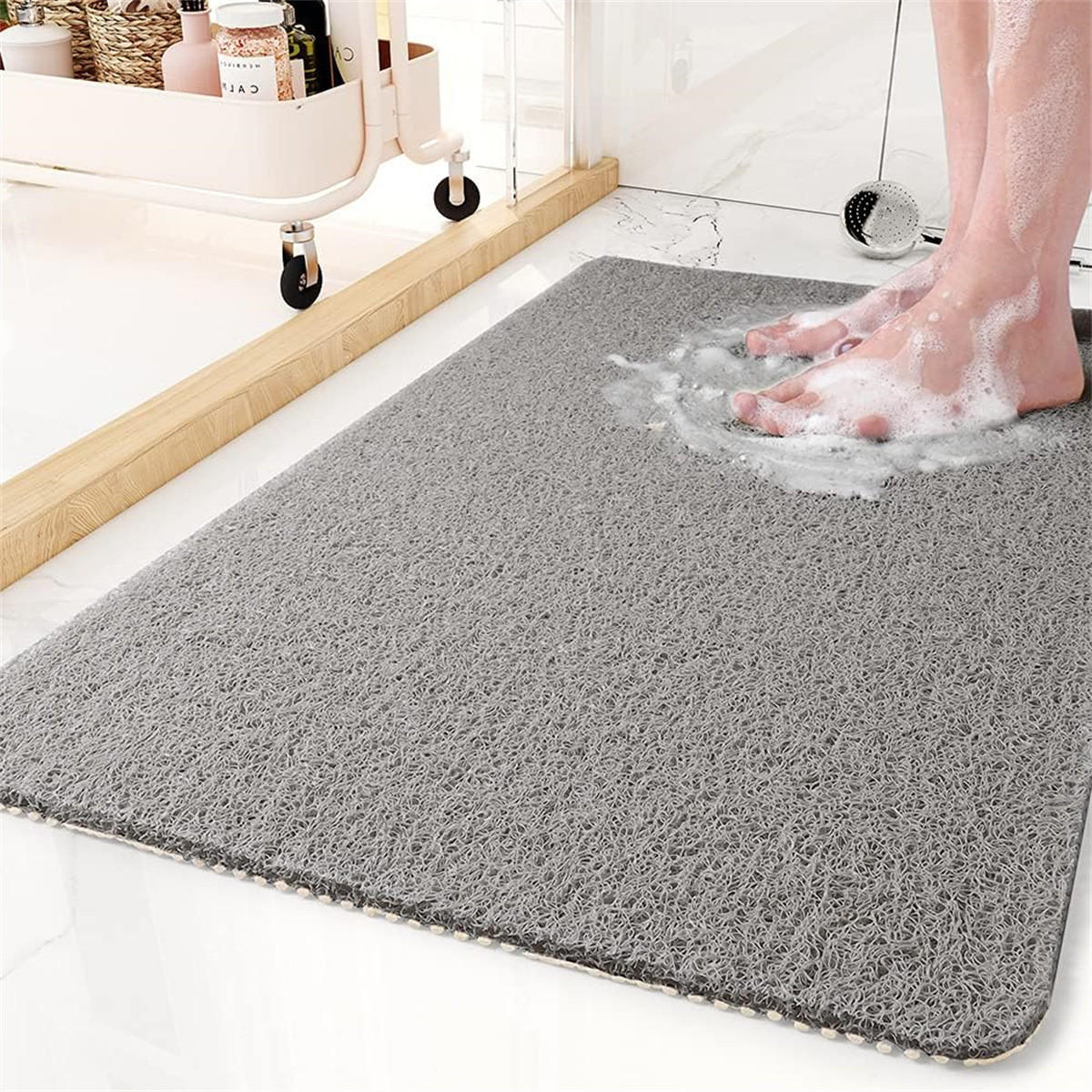 DUSCHMATTE – 53 x 53 cm – Grau – Atmungsaktiv - Grau, Kunststoff (27/27cm)