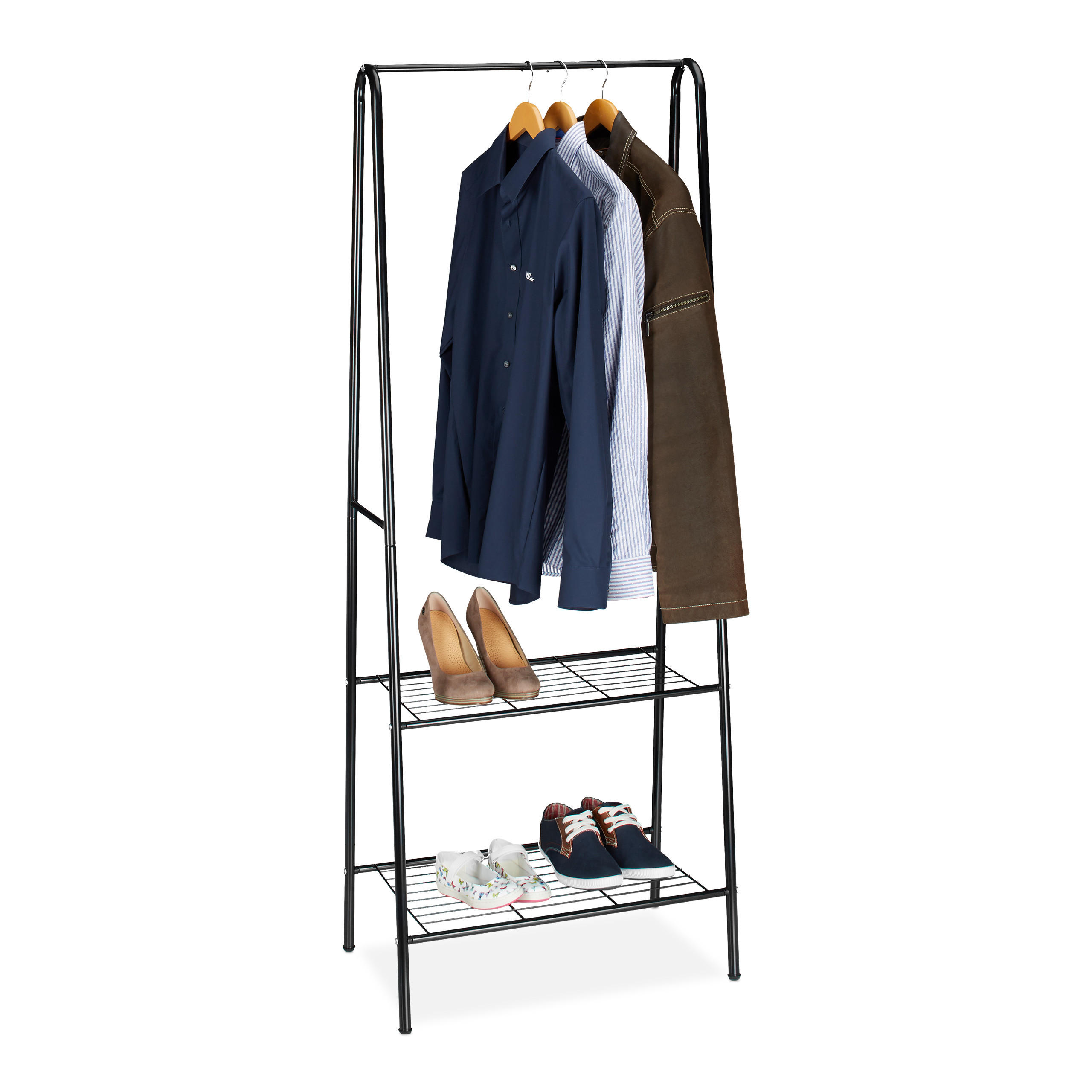 KLEIDERSTÄNDER - Schwarz, Metall (61.5/160/38cm) - Relaxdays