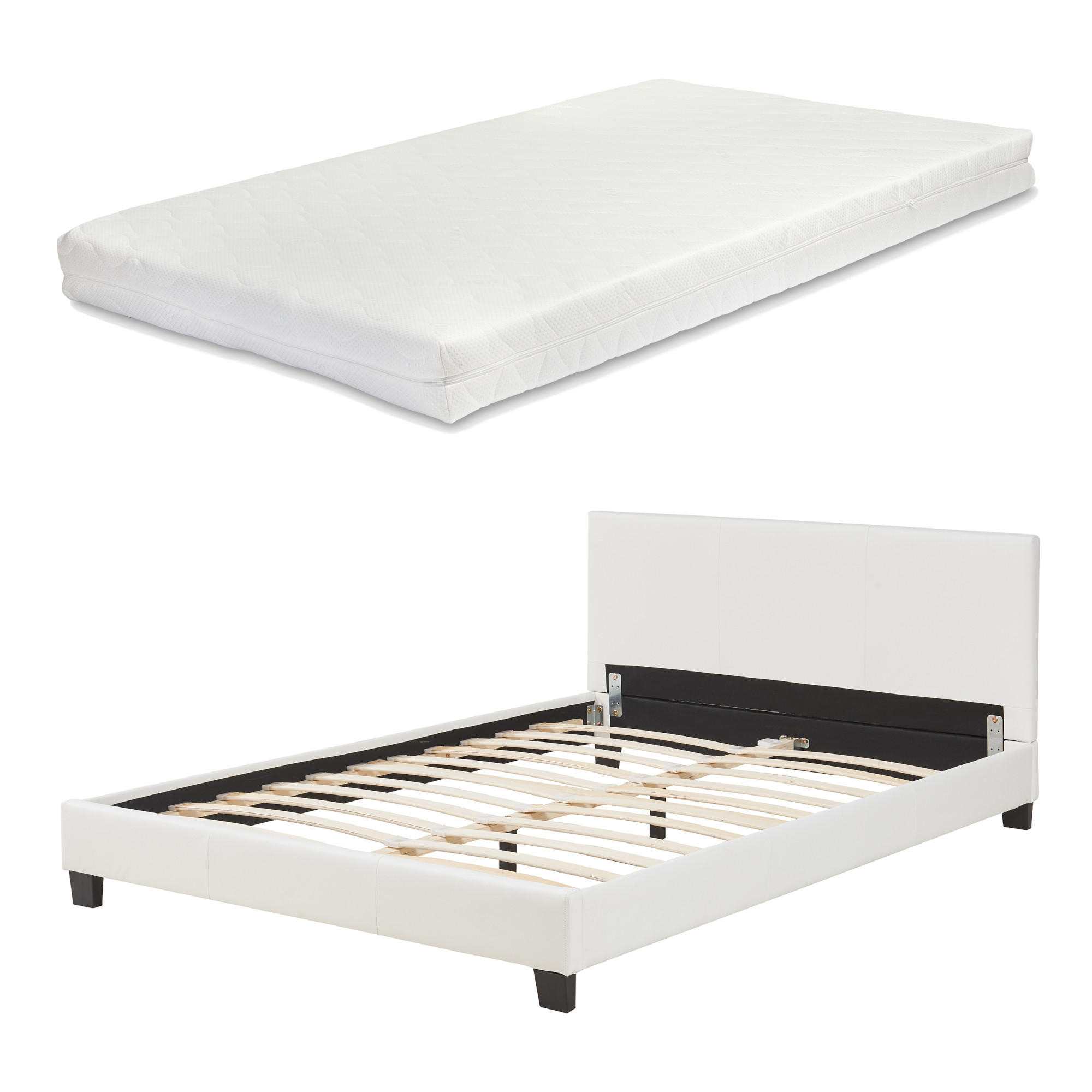 POLSTERBETT Albacete mit Matratze - Weiß, Textil (140/200cm) - Corium