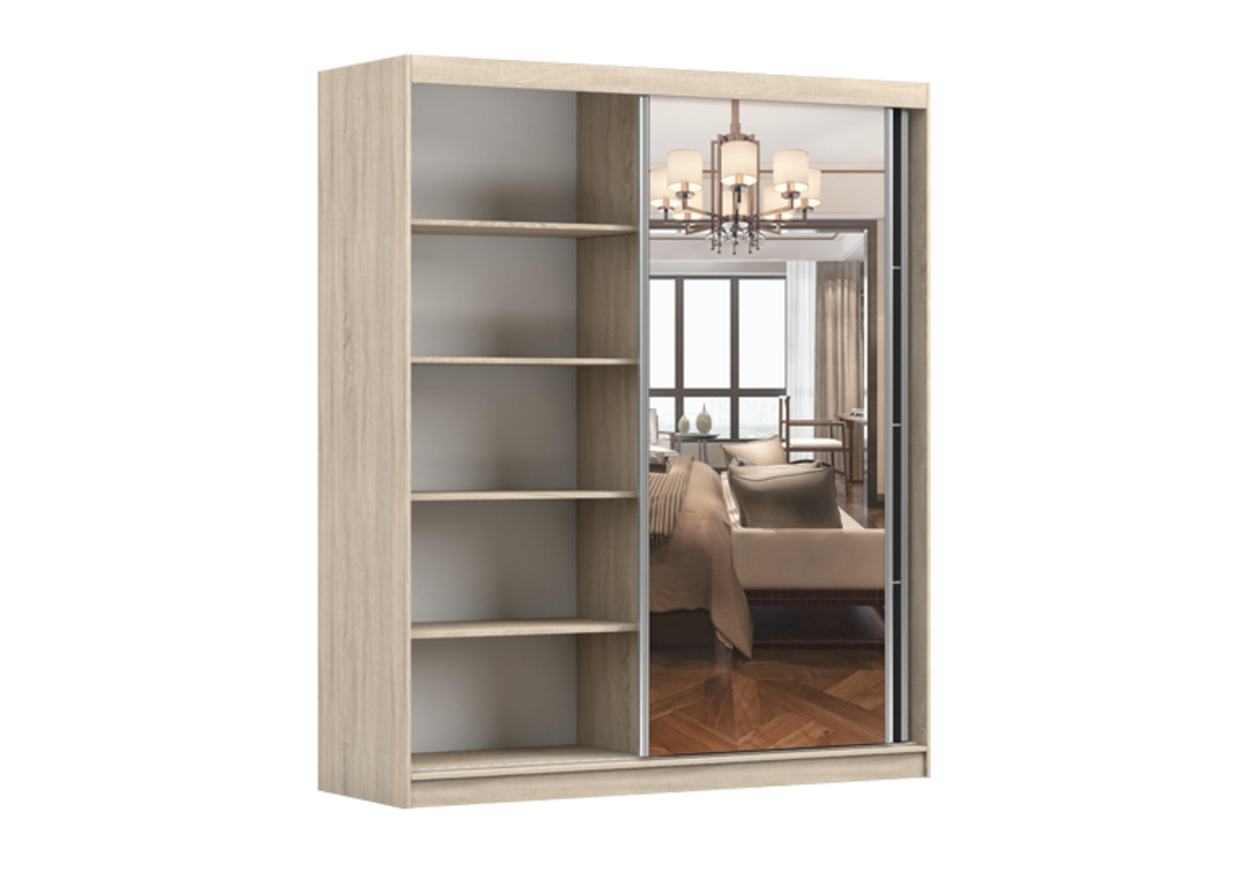 SCHIEBETÜRENSCHRANK - Ben 35s (Graphit, 183 cm) - Graphitfarben, Holzwerkstoff (183/218/61cm) - Möblo