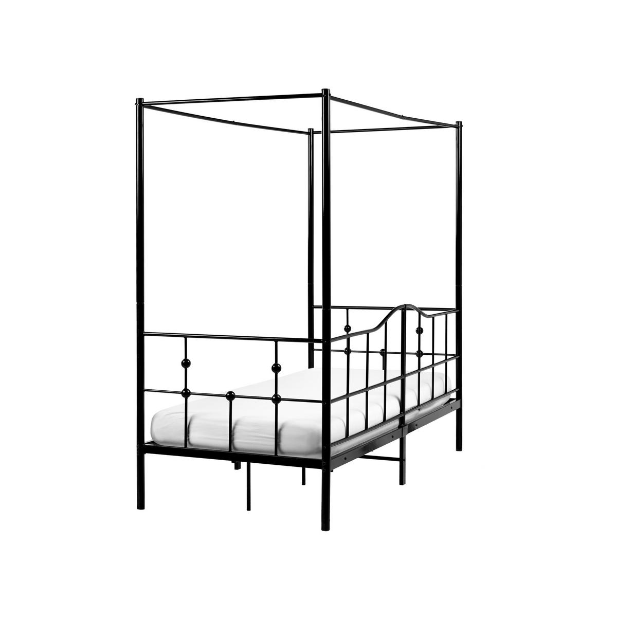 POSTELJA Z BALDAHINOM kovina 90/200 cm črna Artonne - črna, kovina (90/200cm) - Beliani