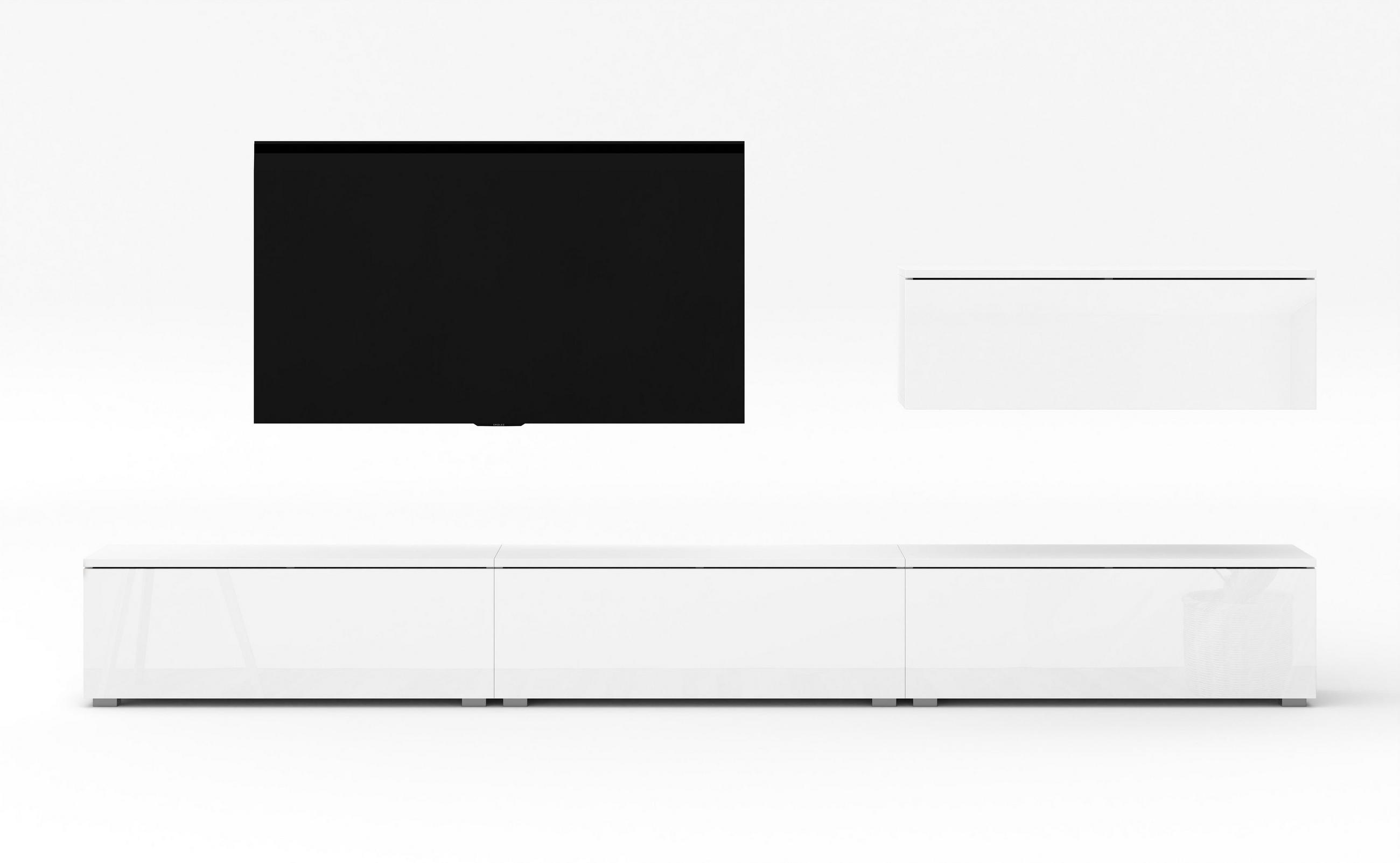 WOHNWAND Loriano IV Weiß Matt Hochglanz 300/70,5/32 cm – Hängend und Stehend - Weiß, Holzwerkstoff/Kunststoff (300/70.5/32cm) - AX Living
