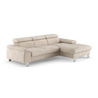 ECKSOFA mit Schlaffunktion und Bettkasten - Chromfarben/Beige, Holz/Textil (166/244cm) - Cotta