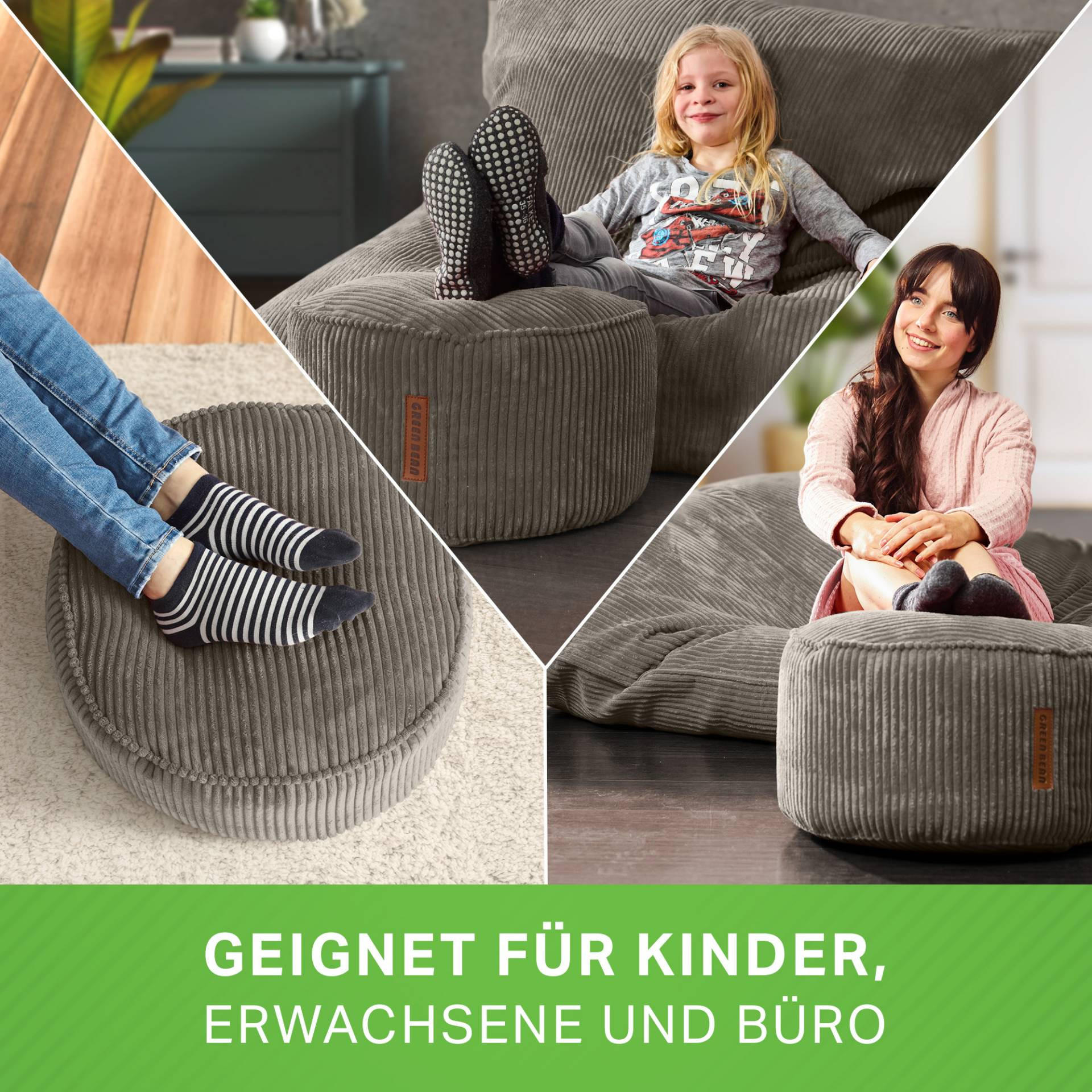 SITZSACK-HOCKER Pouf "Cord" 45x25cm - Anthrazit, Textil (45/25/45cm) - Green Bean