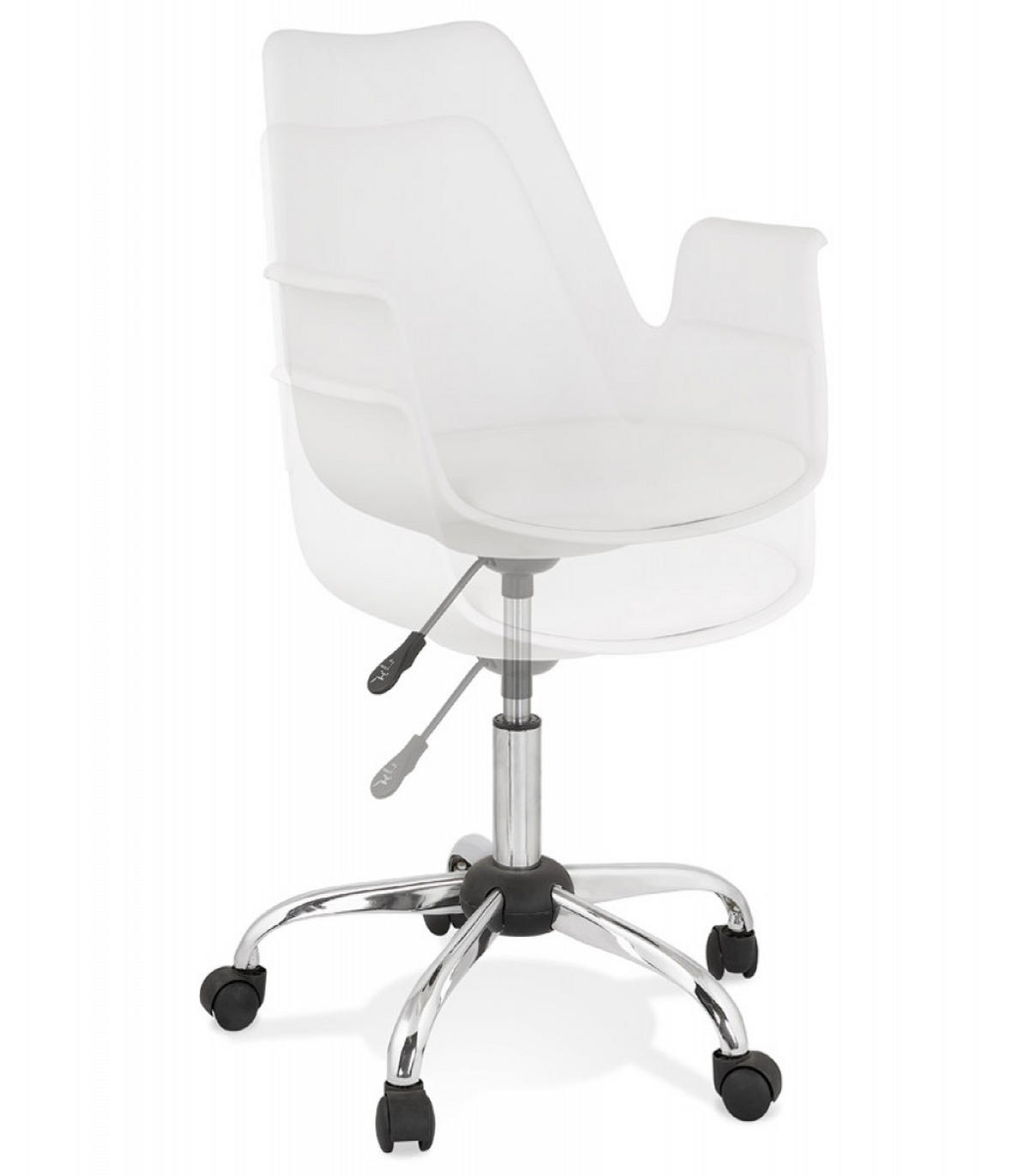 BÜROSTUHL mit Armlehnen aus Kunststoff und Rollen TRIP, Weiß 58x58x22,3 cm - Chromfarben/Weiß, Kunststoff/Metall (58/22/58cm) - KADIMA DESIGN