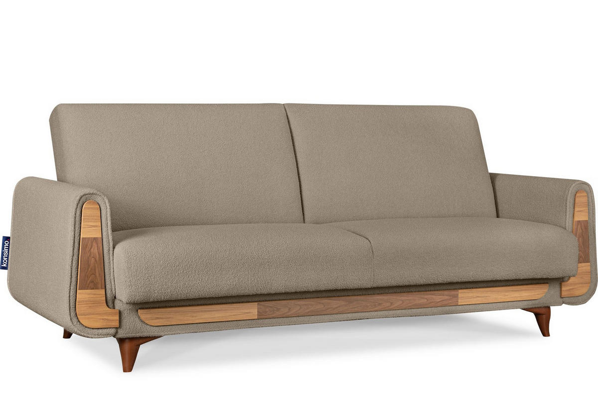 3-SITZER-SCHLAFSOFA GUSTAVO mit Armlehnen, braun - Braun, Holz/Holzwerkstoff (230/98/98cm) - KONSIMO®