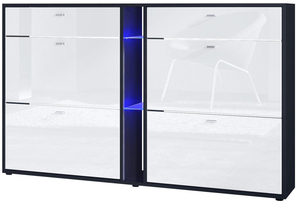 SCHUHSCHRANK Today Fronten in Weiß Hochglanz - Weiß Hochglanz, Holzwerkstoff (155.5/95/28cm) - Vladon