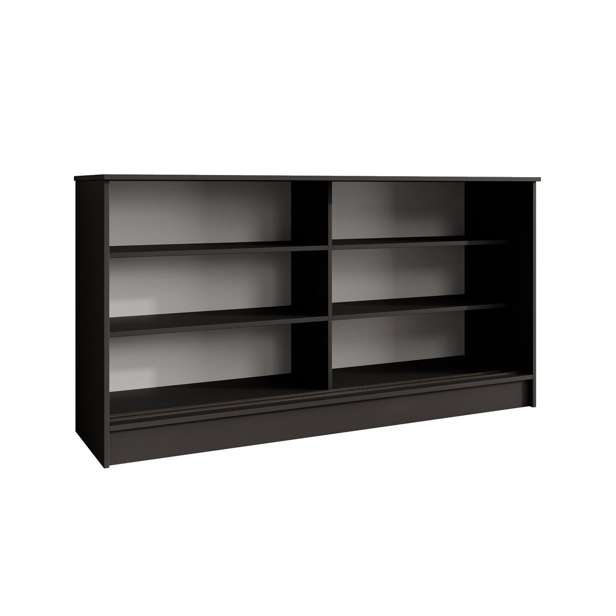 KOMMODE Horizon mit 2 Schiebetüren, Schwarz, 160 cm - Schwarz/Eiche Artisan, Holzwerkstoff (161/85/43.5cm) - Beautysofa