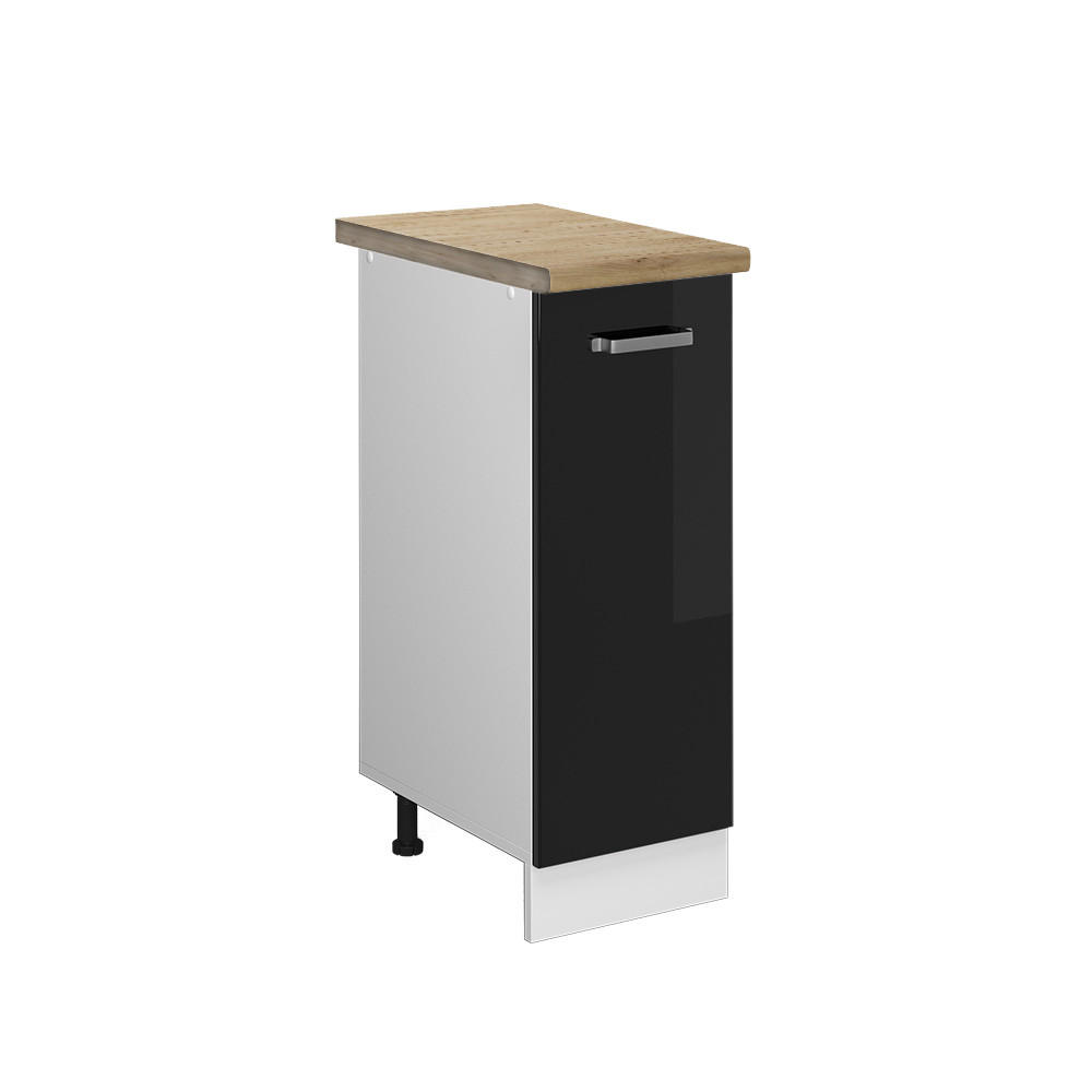 APOTHEKERSCHRANK R-Line Schwarz Hochglanz 30 cm, AP Eiche - Schwarz Hochglanz/Schwarz, Holzwerkstoff (30/81.6/60cm) - Vicco