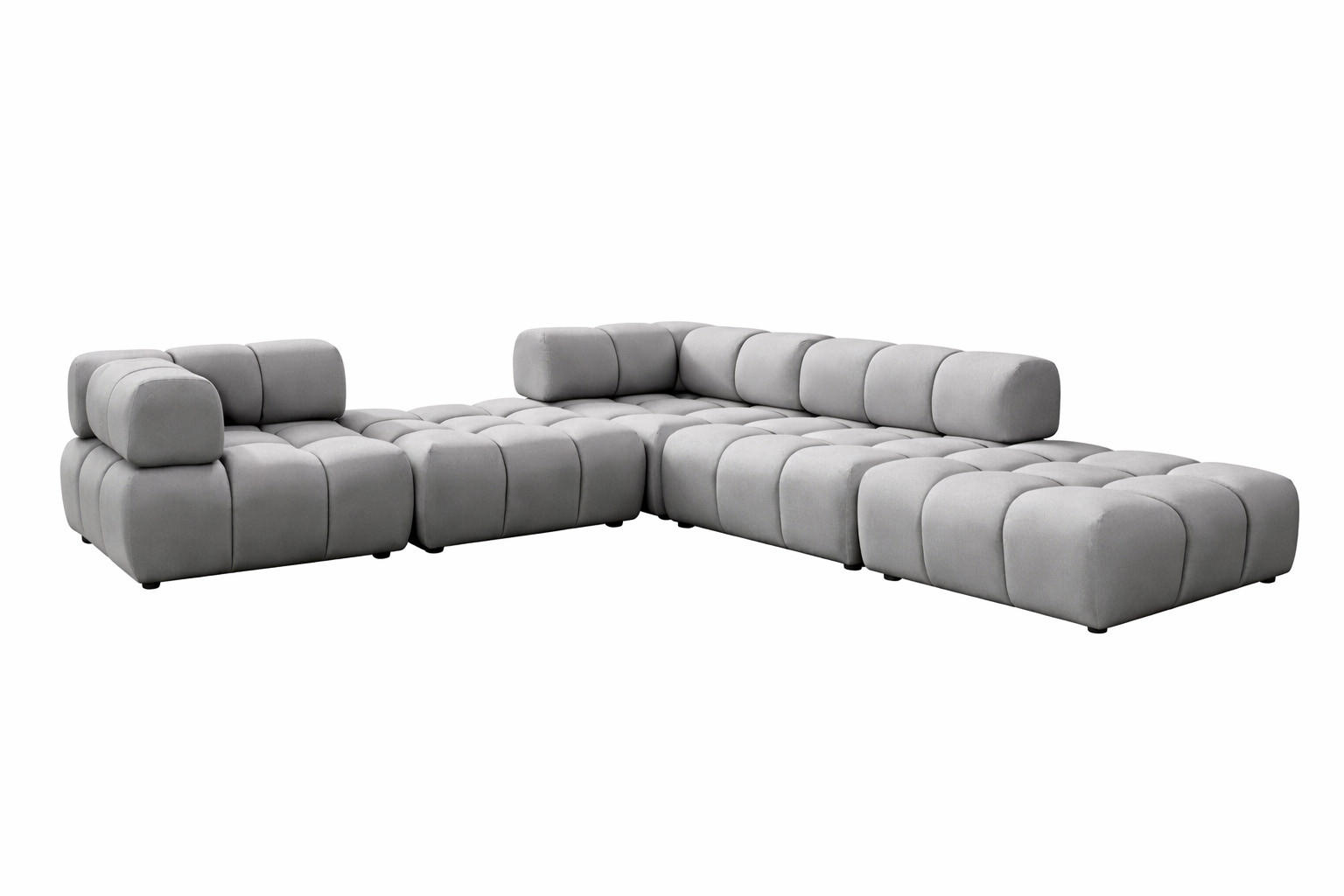 ECKSOFA Corner Modular, Veloursstoff Bluvel, Grau, Rechts, Bolla - Grau, Holz (288/288cm) - Kaiser Möbel