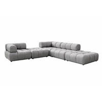ECKSOFA Corner Modular, Veloursstoff Bluvel, Grau, Rechts, Bolla - Grau, Holz (288/288cm) - Kaiser Möbel