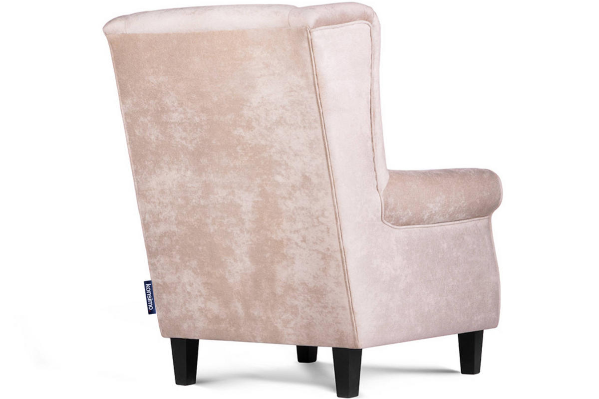 OHRENSESSEL MILES Massivholzbeine, Beige - Beige, Holzwerkstoff/Buchenholz (82/105/97cm) - KONSIMO®