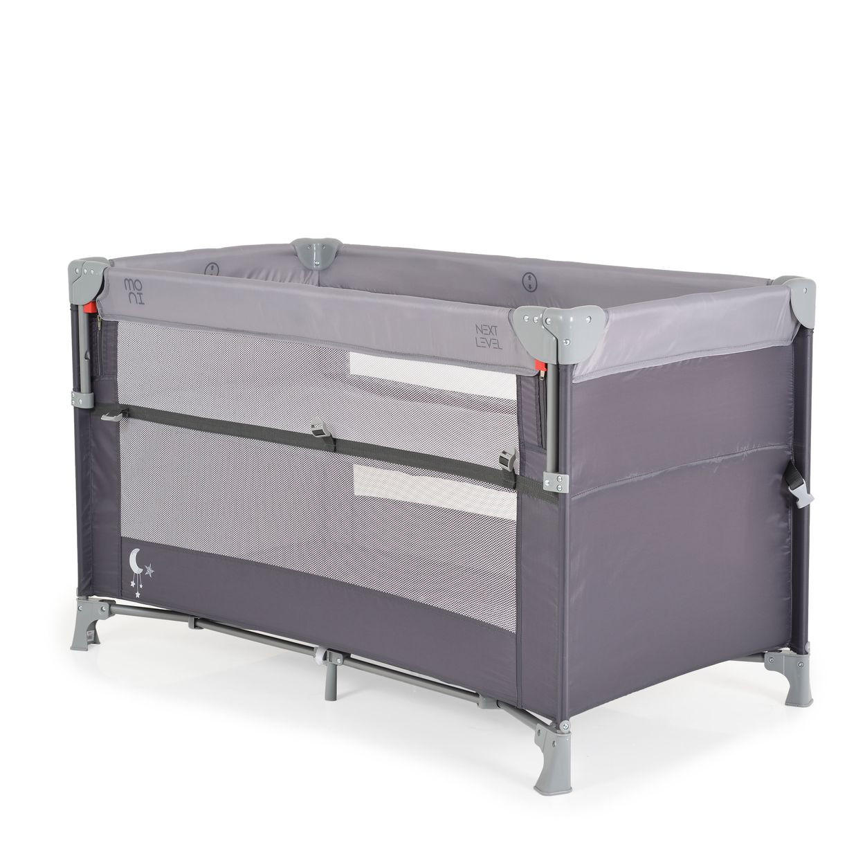 REISEBETT Next Level, 2 Ebenen grau Matratze, Seite zum klappen, Beistellbett - Grau, Kunststoff (60/120cm) - Moni