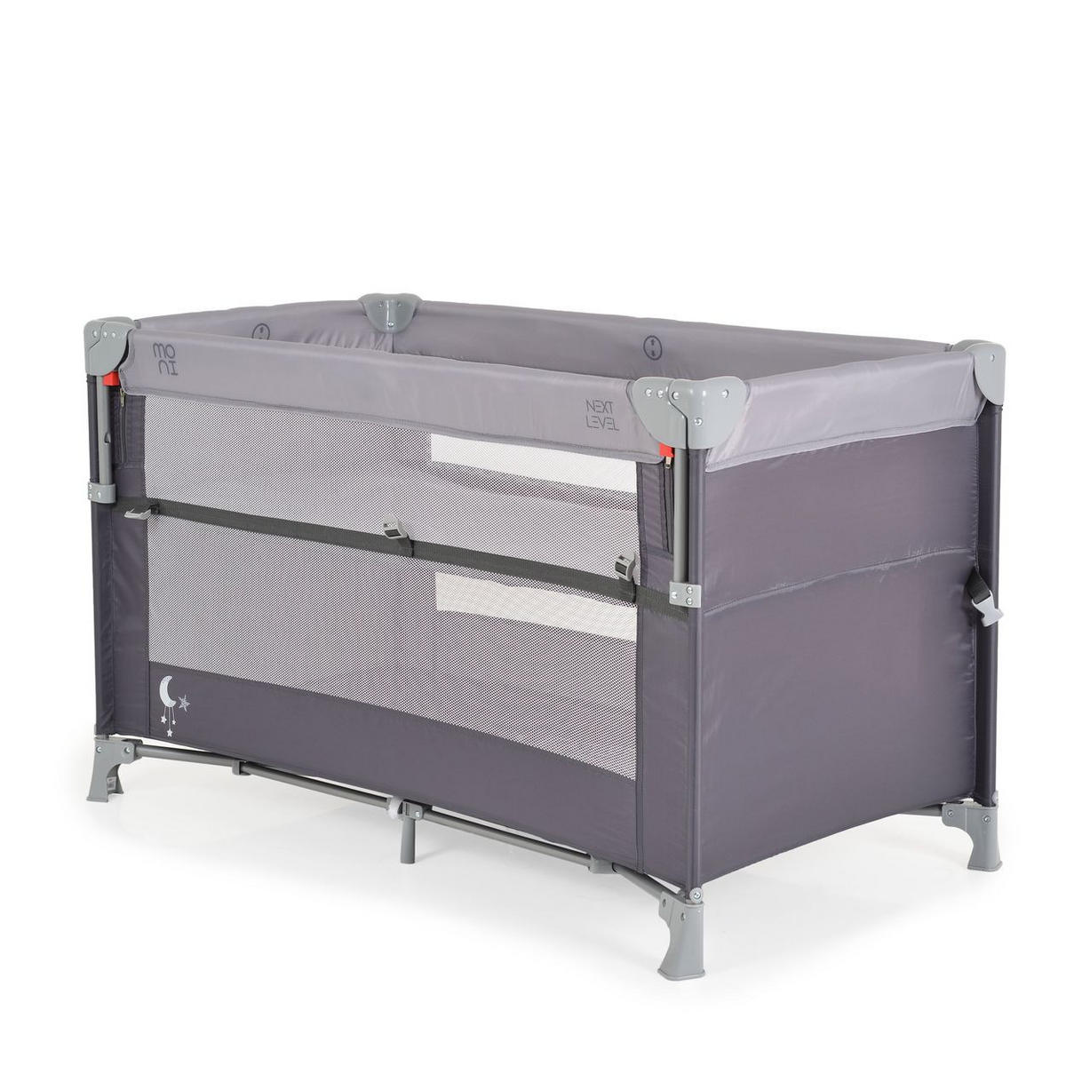 REISEBETT Next Level, 2 Ebenen grau Matratze, Seite zum klappen, Beistellbett - Grau, Kunststoff (60/120cm) - Moni