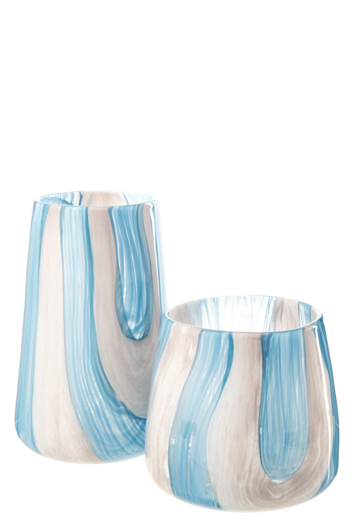 WINDLICHT GESTREIFT - Blau, Glas (19.5/30.5cm) - J-Line