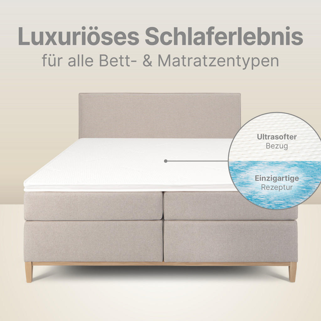 Thumbnail - wonello Geltopper, Weiß, Textil, H2, 90x200 cm, Oeko-Tex® Standard 100, atmungsaktiv, Bezug abnehmbar/waschbar, rundum a...