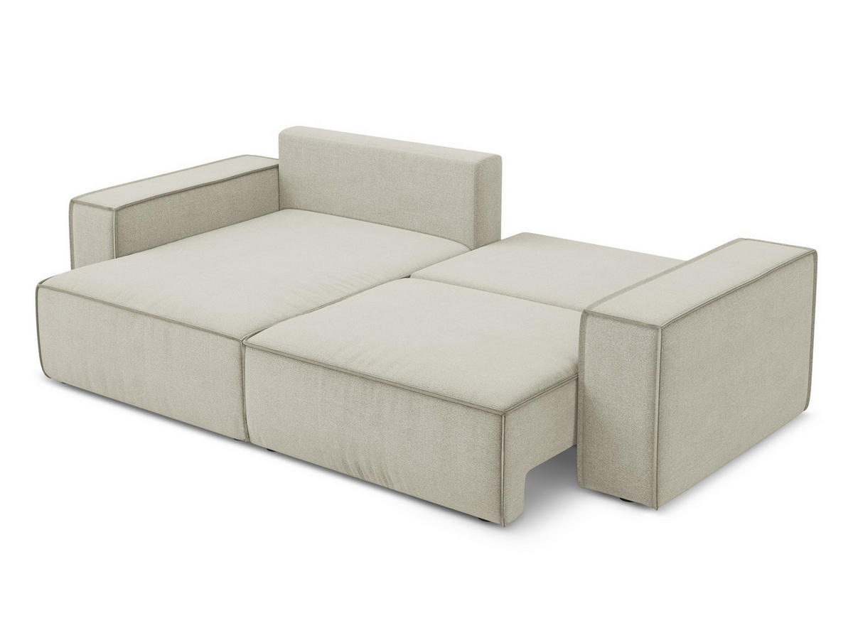 ECKSOFA mit Schlaffunktion Strukturstoff Stoff Beige - Beige/Creme, Kunststoff/Textil (148/257cm) - Makamii