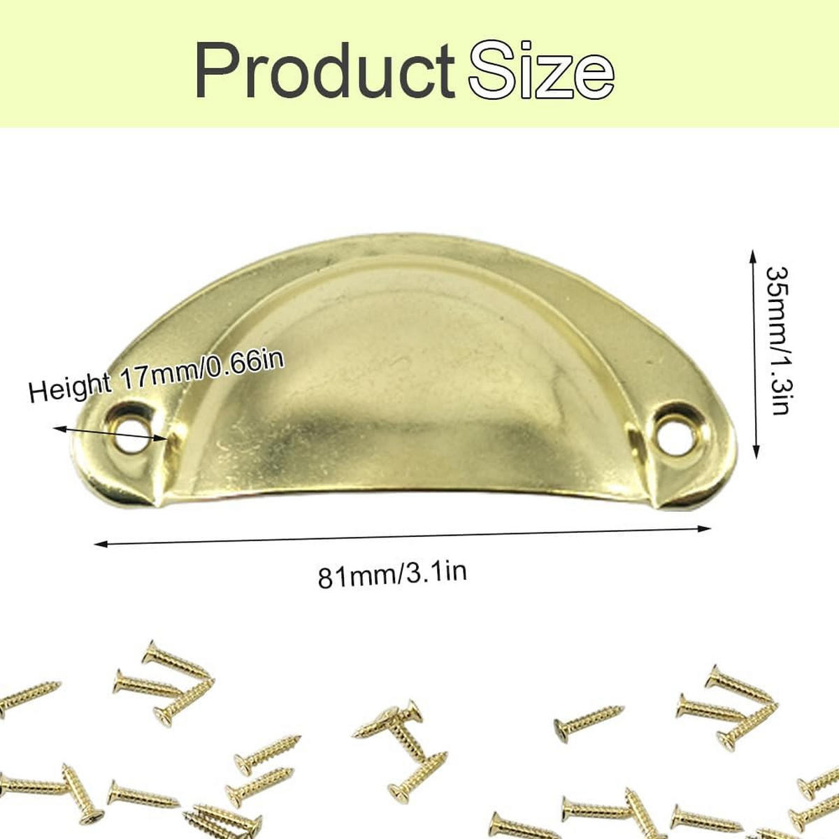 SCHRANKKNOPF 12er-Set 80x35 mm - Goldfarben, Metall (3.5/1.7/8.1cm)
