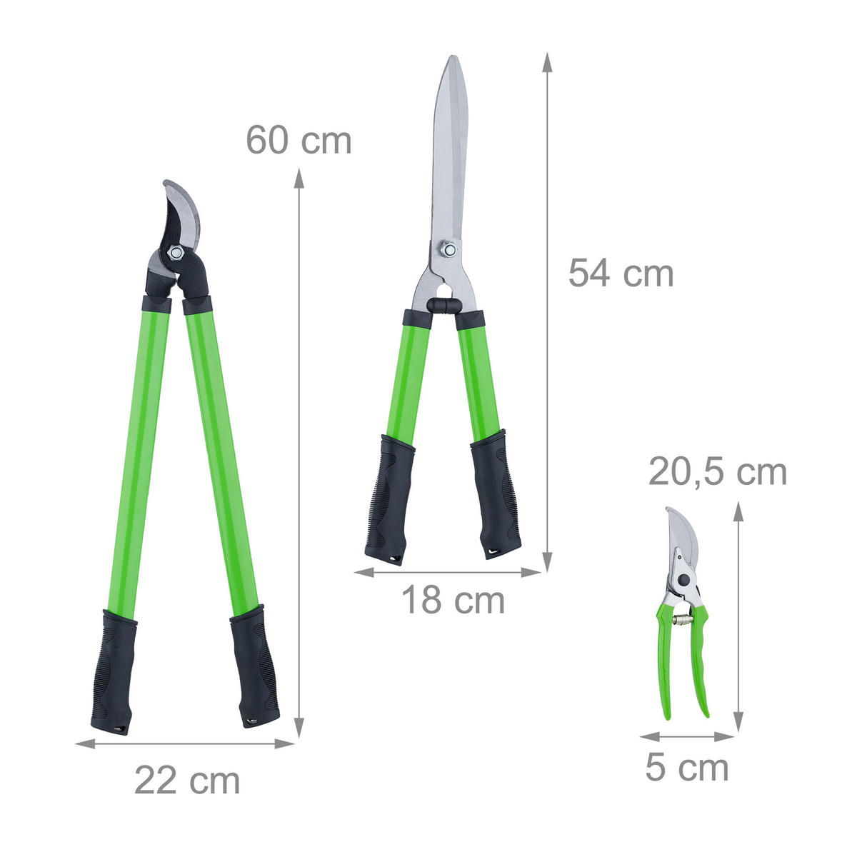 GARTENSCHEREN-SET 3-tlg. - Multicolor, Metall (22/60/2.5cm) - Relaxdays
