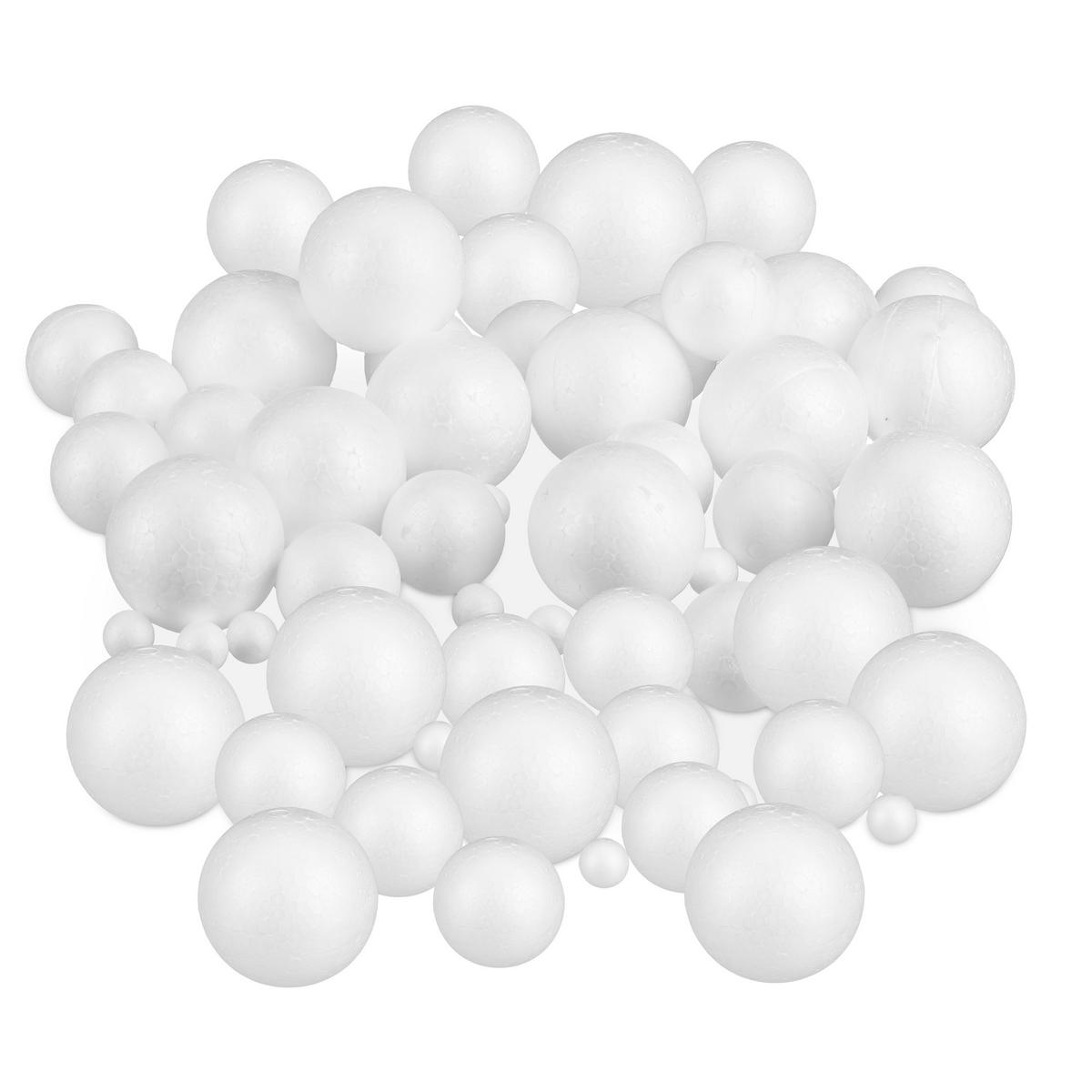 72XSTYROPORKUGELN - Weiß, Kunststoff (7/7/7cm) - Relaxdays