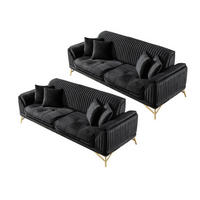 SITZGARNITUR Bond Grau Stellvariante:2+2 - Schwarz, Holz (187/85/100cm) - Villa Möbel