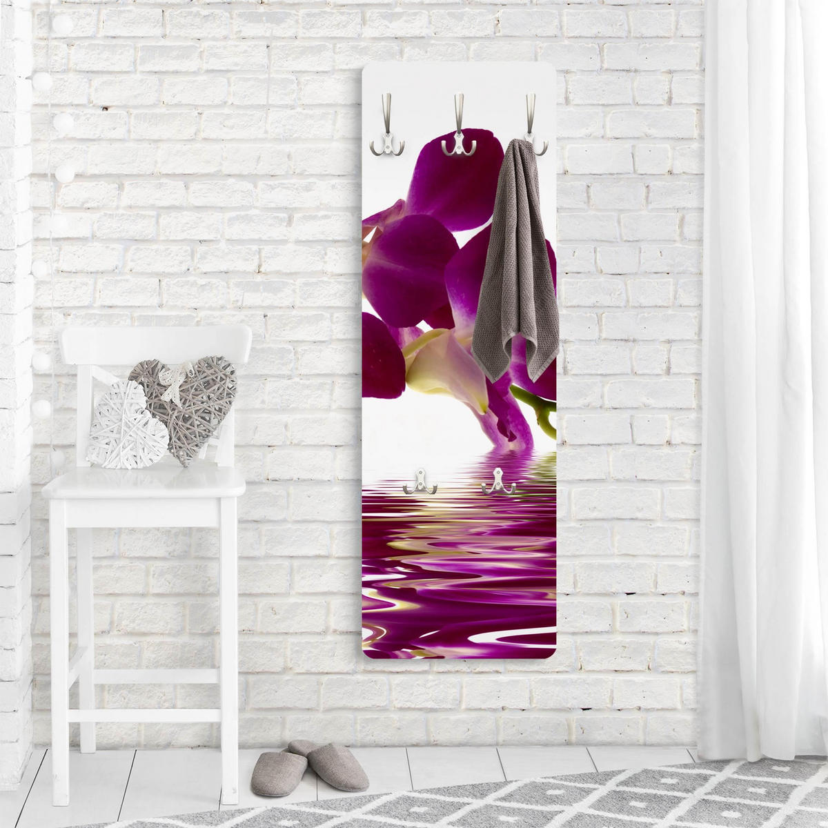 WANDGARDEROBE - Pink Orchid Waters 34/105 cm - Violett, Holzwerkstoff (34/105/1.6cm) - Bilderwelten