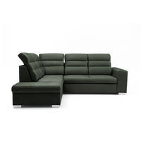 ECKSOFA CLOUD L Links mit Schlaffunktion 120x190 Velours Dunkelgrün - Chromfarben/Dunkelgrün, Holz/Kunststoff (202/260cm) - Muffo