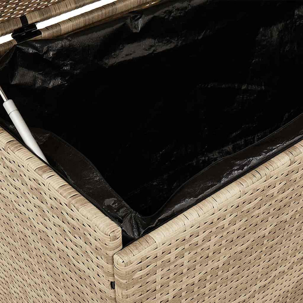 GARTENTRUHE Mit Rollen Beige 160/55/75 Cm Poly Rattan - Beige, Kunststoff (160/75/55cm) - vidaXL