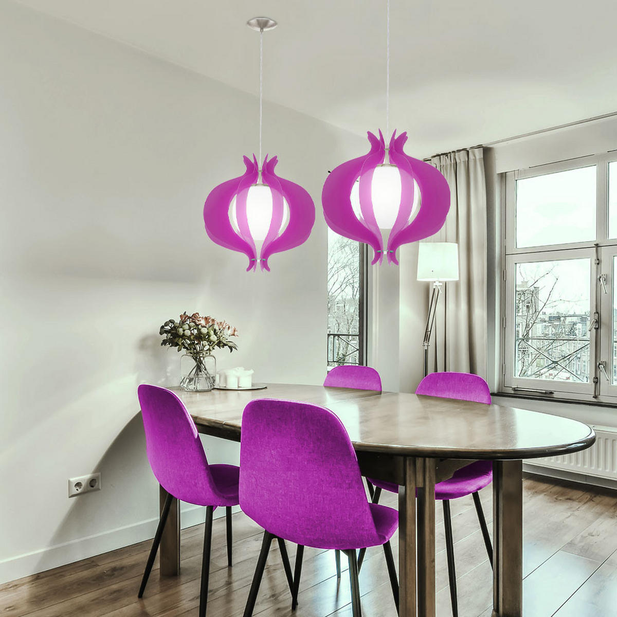 LED HÄNGELEUCHTE TALLEGO Lila Metall Glas - Lila, Metall (42/42/110cm)