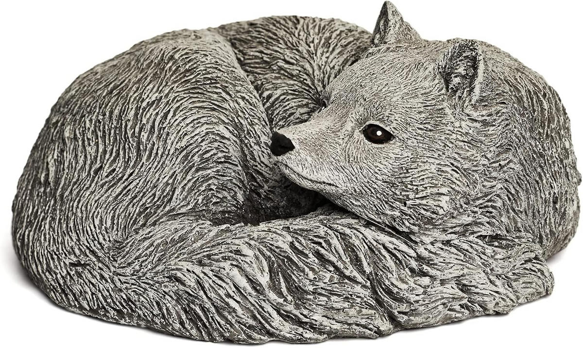 STEINFIGUR Polarfuchs frostfest Gartenfigur Steinguss - Grau, Stein (20/10/17cm) - stoneandstyle