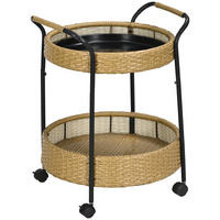 SERVIERWAGEN Rattan Trolley, Natur - Naturfarben, Metall (50/66/50cm) - Outsunny