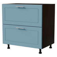 SCHUBLADENUNTERSCHRANK Bari D2A/80/1A Schwarz / RAL 5024 pastellblau 80 / 50 / 82cm - Blau/Schwarz, Holz/Holzwerkstoff (80/82/50cm) - Feldmann-Wohnen