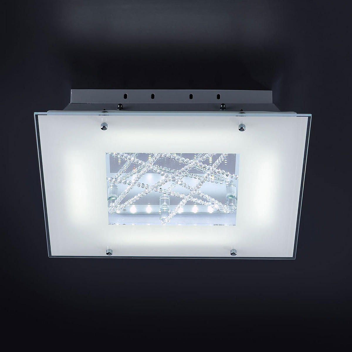 LED DECKENLEUCHTE Metall Kristalloptik Silber - Silberfarben, Glas (40/40/10cm)