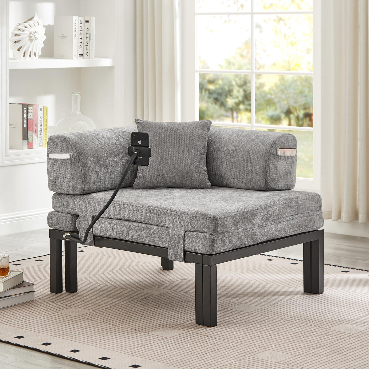 SCHLAFSOFA DE-35084 Hellgrau - Hellgrau, Holz (81/64/176cm) - ComfortXL