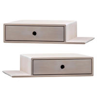 NACHTTISCH Hope mit Ablagen 2er Set, weiße Birke, 30/65/15 cm - Weiß, Holz (65/15/30cm) - WOODEK