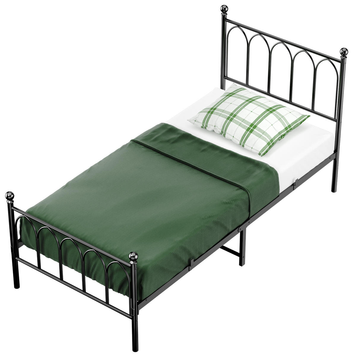 METALLBETT 90/200 mit Stauraum unter dem Bett Jugendbett mit Lattenrost, Schwarz - Schwarz, Metall (90/200cm) - STILVORA