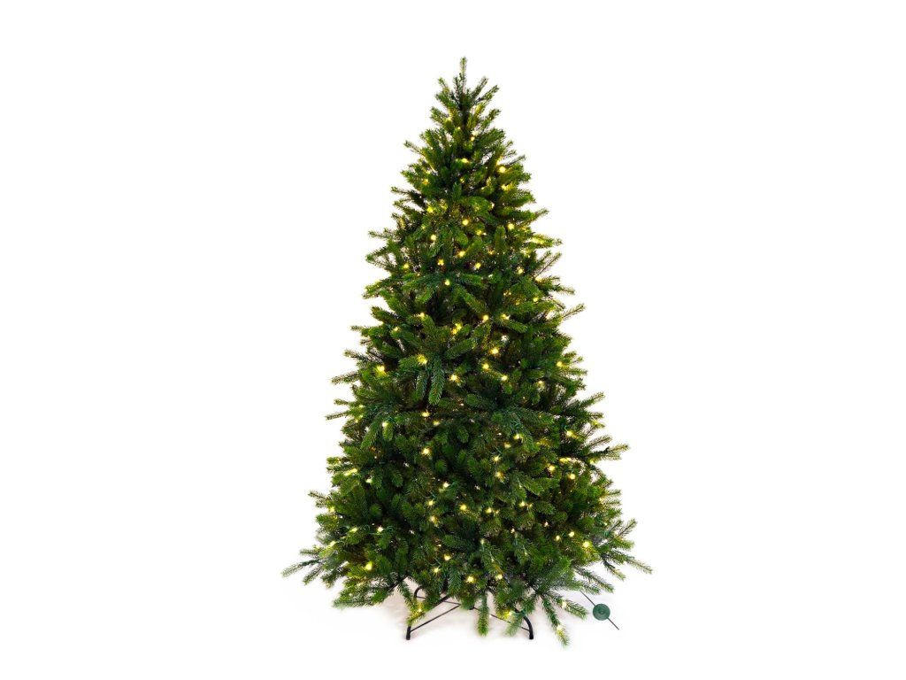 WEIHNACHTSBAUM künstlicher MERLIN 210 cm, grün, 3D, 1583 Zweige, 450 warmweiße LED, inkl. Metallständer - Grün, Kunststoff/Metall (120/210cm) - LAALU
