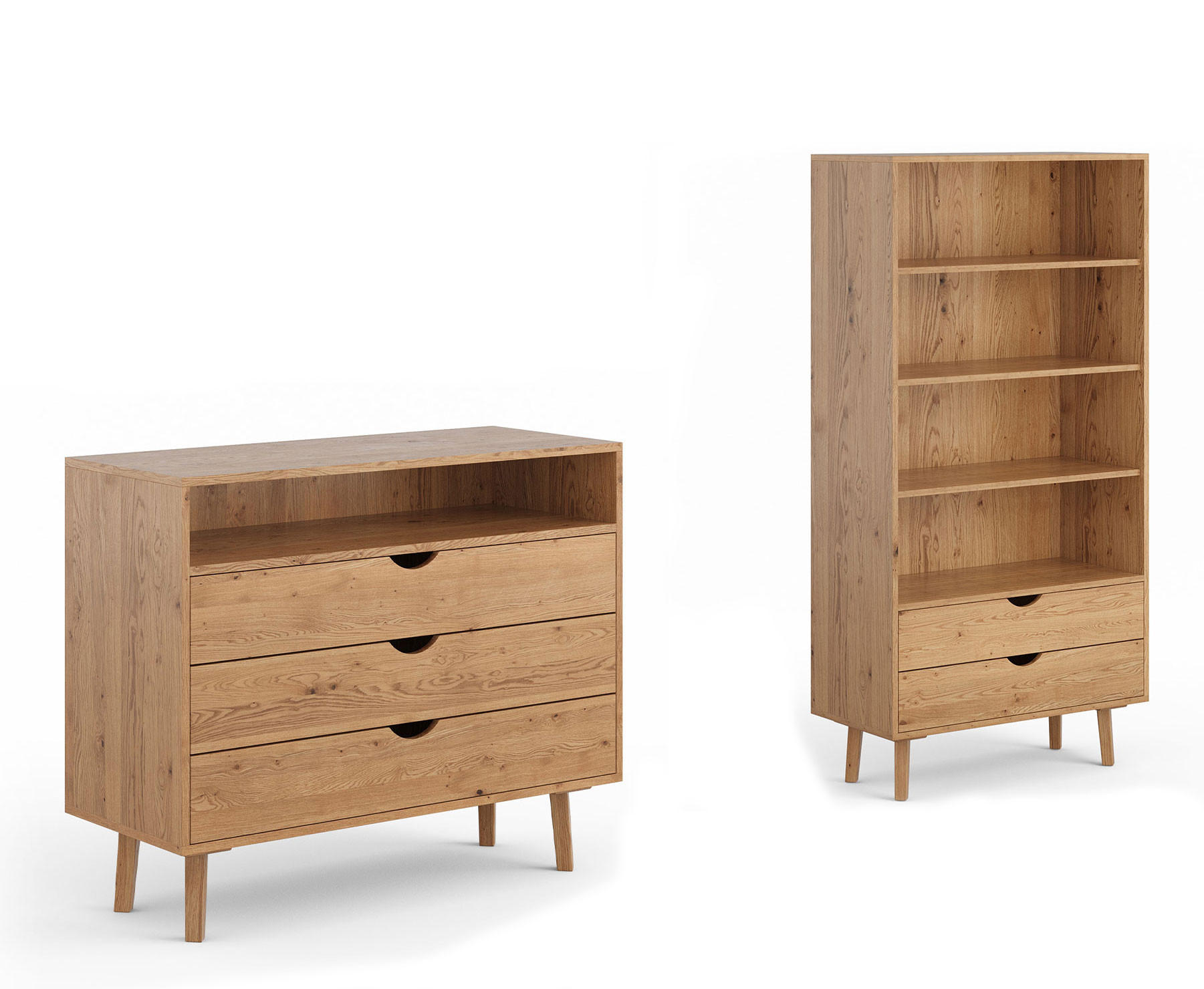 ARBEITSZIMMER-SET 2-tlg Simona Eiche Natur 200 / 40 / 180cm - Eichefarben, Holz (200/180/40cm) - Feldmann-Wohnen