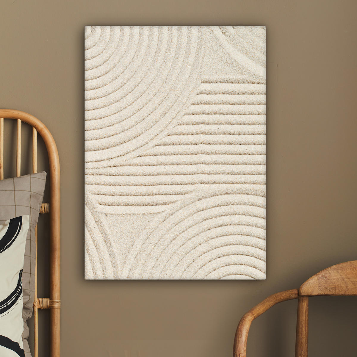 LEINWANDBILD Muster - Abstrakt - Weiß 60x80 cm - Beige, Textil (60/80cm) - MuchoWow