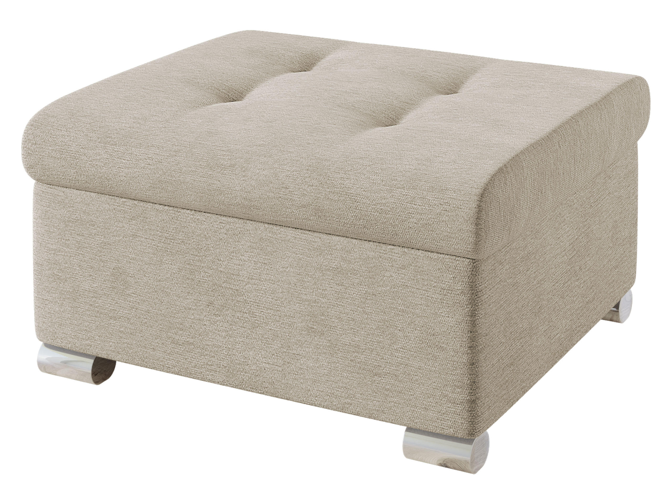 POLSTERHOCKER Niko Klein - Champagner/Silberfarben, Holz/Textil (70/41/68cm) - MIRJAN24