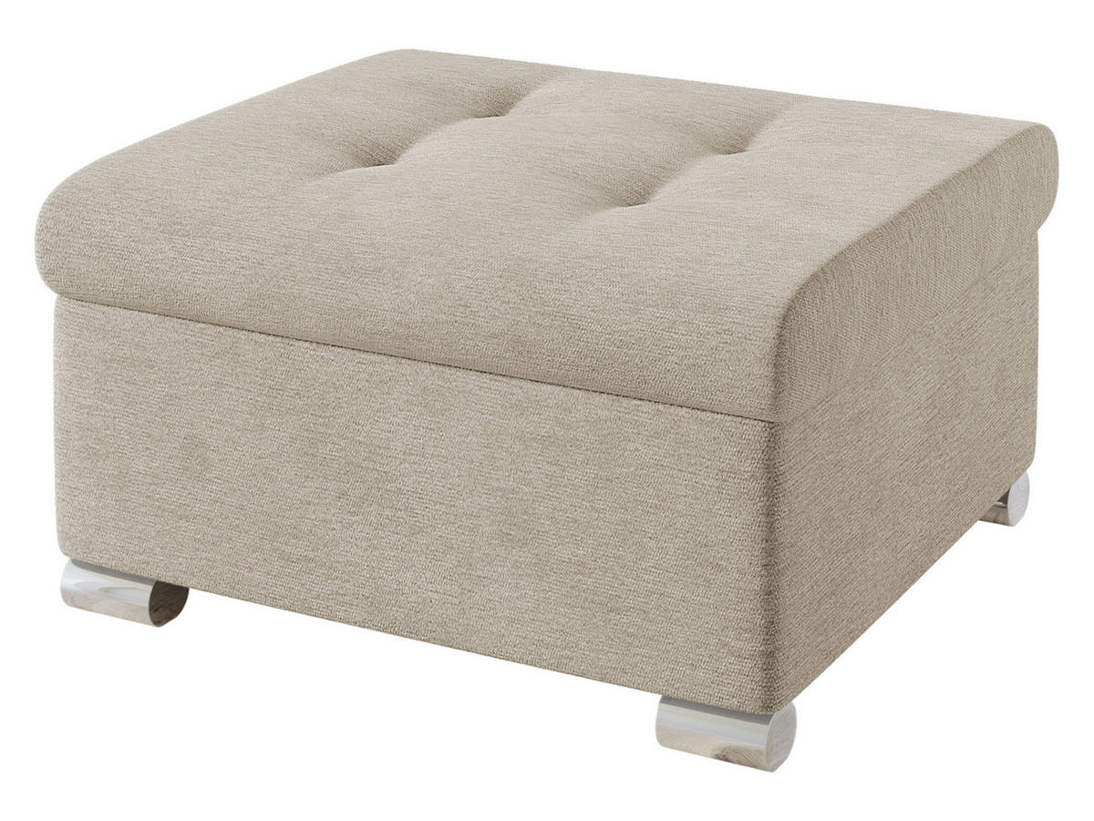 POLSTERHOCKER Niko Klein - Champagner/Silberfarben, Holz/Textil (70/41/68cm) - MIRJAN24