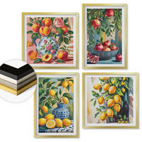 WANDBILDER 4er Set - 50x50 cm & 40x60 cm Goldrahmen - Fruchtzusammensetzungen - Goldfarben, Kunststoff (50/50cm) - ArtPrintCave