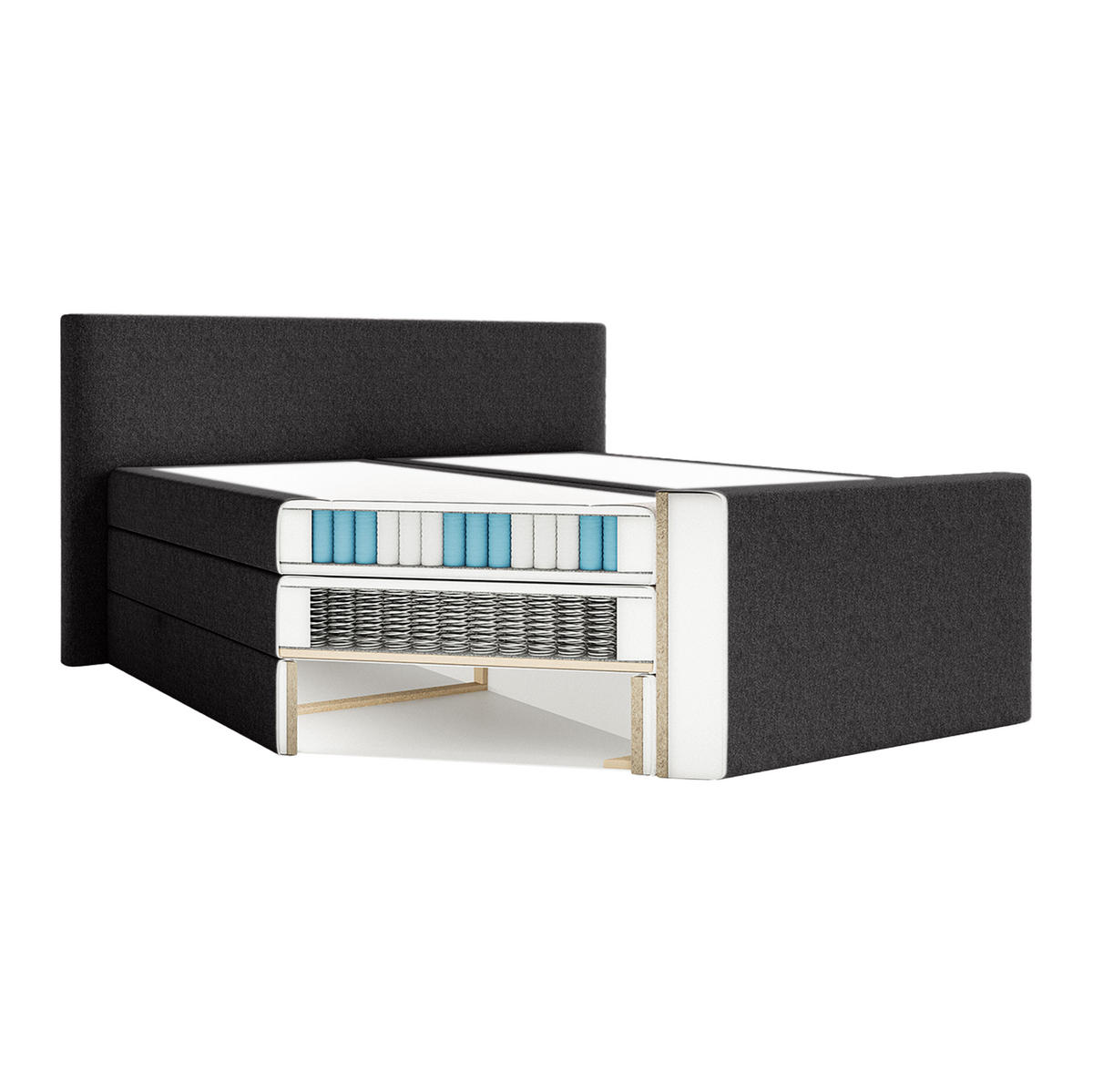 BOXSPRINGBETT VELIPOJA EASY CLEAN 160x200 cm, Dunkelgrau - Dunkelgrau, Textil (160/200cm) - Fedve